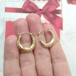 14k yellow gold on 925 Sterling Silver Huggie Hoop Earrings JCM Signed Jewelry